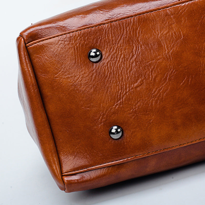 Liana Vintage Tote Çanta – Şık ve Dayanıklı, Wax Kaplamalı Suni Deri Çanta