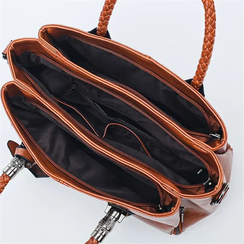 Liana Vintage Tote Çanta – Şık ve Dayanıklı, Wax Kaplamalı Suni Deri Çanta
