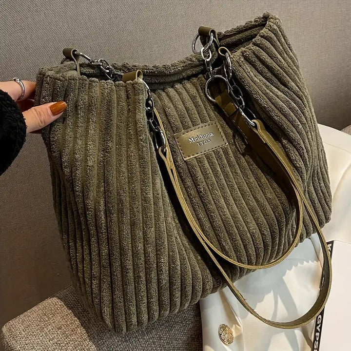 Amanda Kadın Shopper Çanta – Geniş İç Hacimli ve Ayarlanabilir Askılı, Şık Kadife Çanta