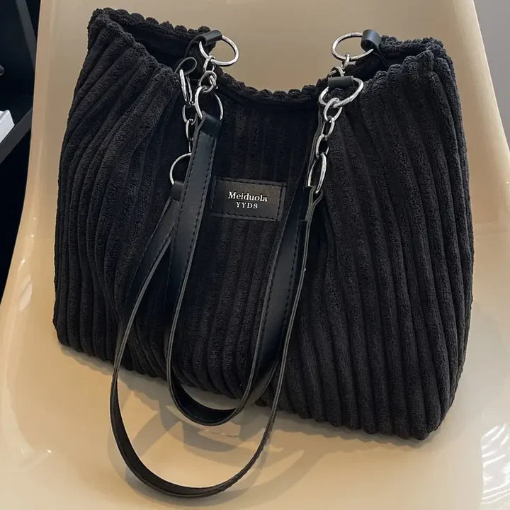 Amanda Kadın Shopper Çanta – Geniş İç Hacimli ve Ayarlanabilir Askılı, Şık Kadife Çanta